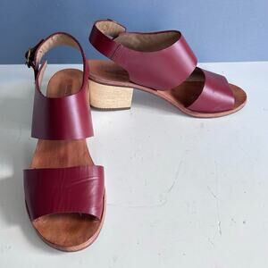 Rachel Comey sandals size 7 red / burgundy block heel leather cutout minimalist